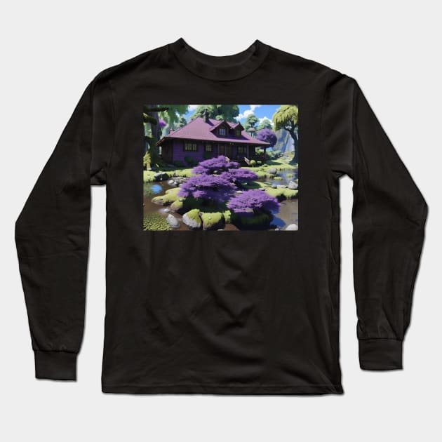 Purple House Long Sleeve T-Shirt by Fantasyscape